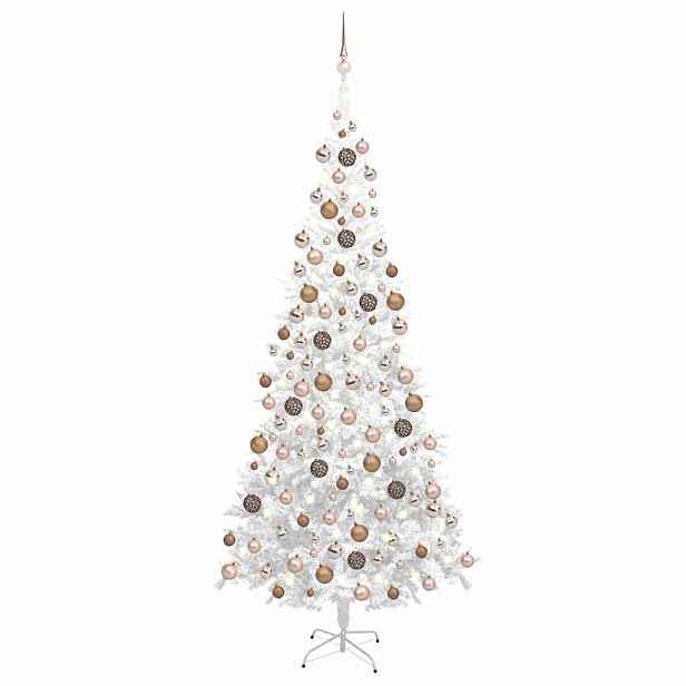vidaXL Umělý vánoční stromek s LED osvětlením L 240 cm bílý