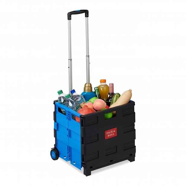 Nákupní vozík Relaxdays skládací, teleskopický, hliníkový, 35 kg, přepravní