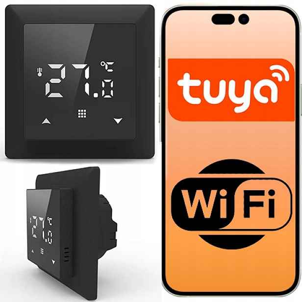 Pokojový termostat 16A Wifi Tuya Regulátor topení Černý