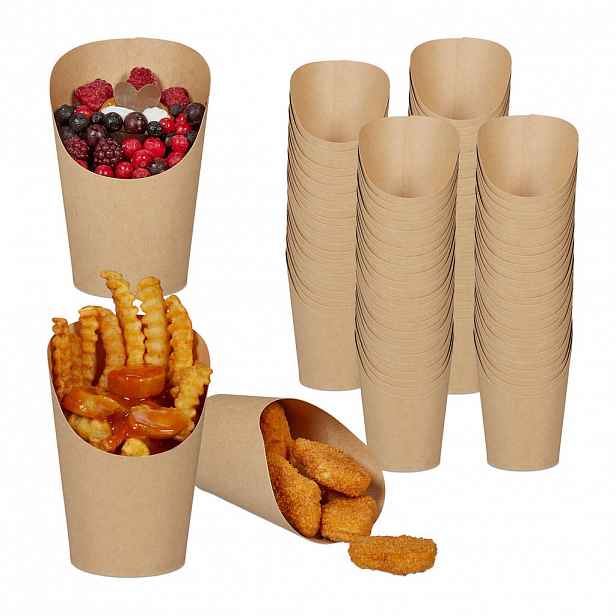 Relaxdays KELÍMKY Hnědé 100ks-set kraftový papír s povlakem 400 ml
