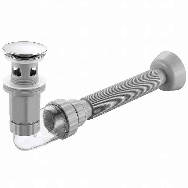 Umyvadlový Sifon Zátka Klik Klak Přepad 45 mm Flow Chrom Lesk Rea