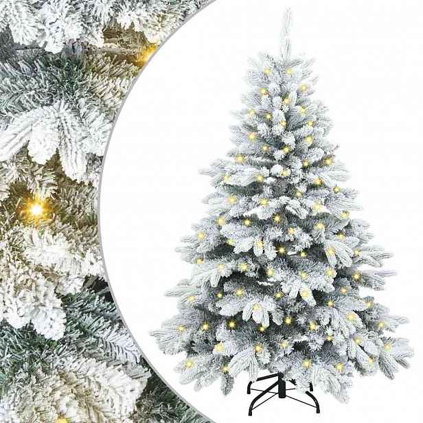vidaXL Umělý vánoční stromeček s 150 LED diodami Bílá 150 cm PE a PVC