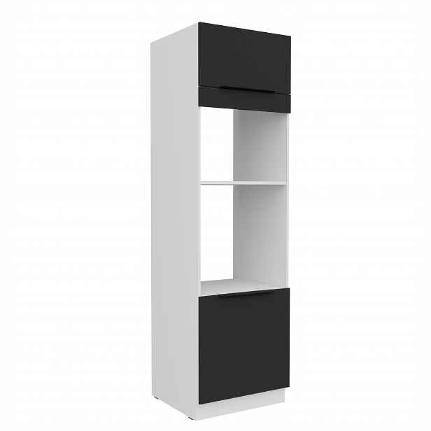 Vysoká skříňka pro vestavnou a mikrovlnou troubu Aria 60 DPM-210 2F Barva korpusu: Bílá, Barva dvířek: BL - Black AFM