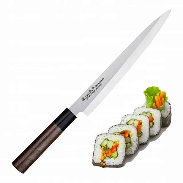 Satake nůž Kenta Walnut Japonský Nůž Yanagi Sashimi na sushi 21 cm