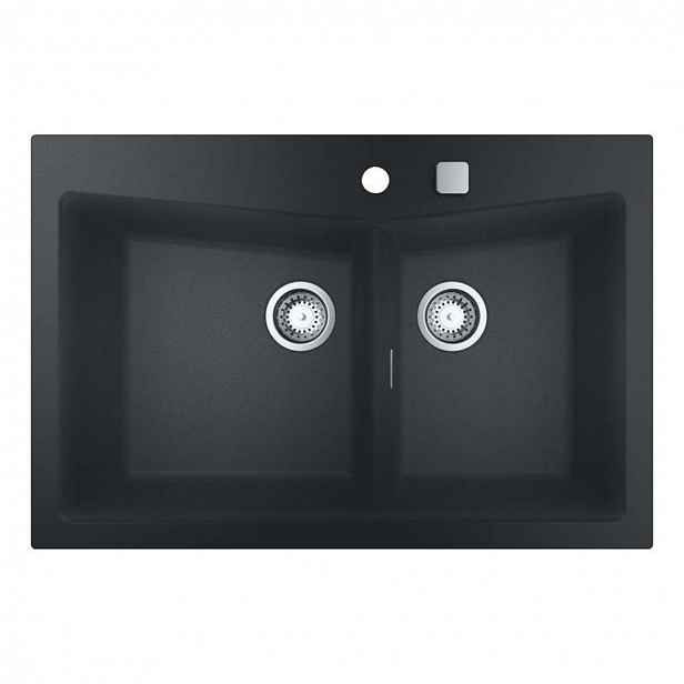 Grohe - Kompozitní dřez K700 s odtokem, 84x56 cm, granitová černá 31657AP0