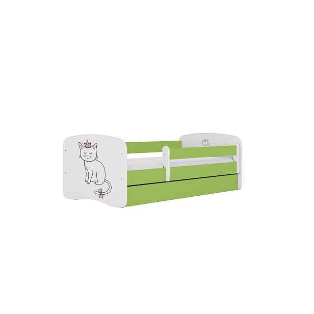 Kocot kids Dětská postel Babydreams kočka zelená, varianta 70x140, bez šuplíků, bez matrace