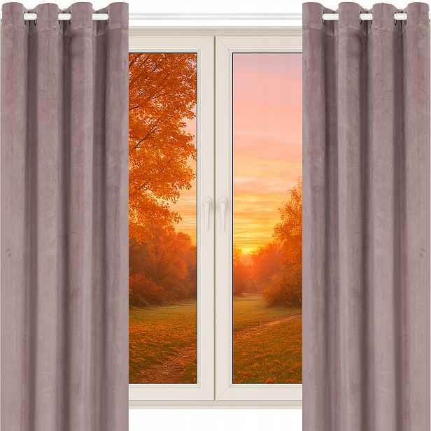 Velurové Záclony Na Průchodkách 140x230 Pudrová Růžová 2 Kusy Silný Velur
