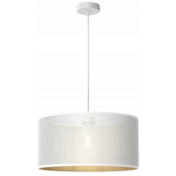 Závěsná stropní lampa Loft Shade bílá, zlaté stínidlo 1xE27 40 cm, moderní
