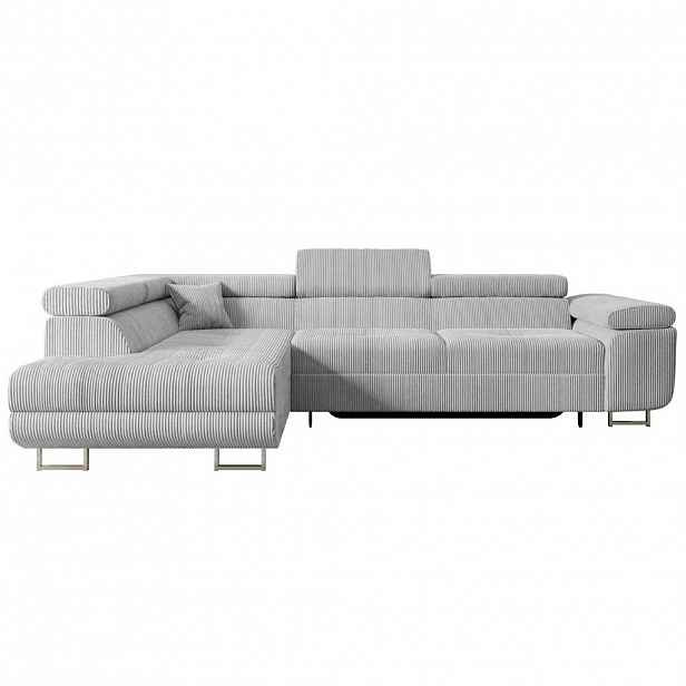 ALTDECOR ROHOVÁ SEDACÍ SOUPRAVA s funkcí lůžka a úložným prostorem GUSA-L 272x202x107 cm šedá manšestr