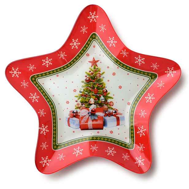 Mondex Vánoční skleněná miska Santa Lila II 31,4 cm červená