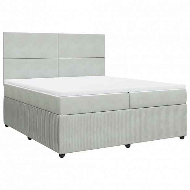vidaXL Box spring postel s matrací světle šedá 200x200 cm samet