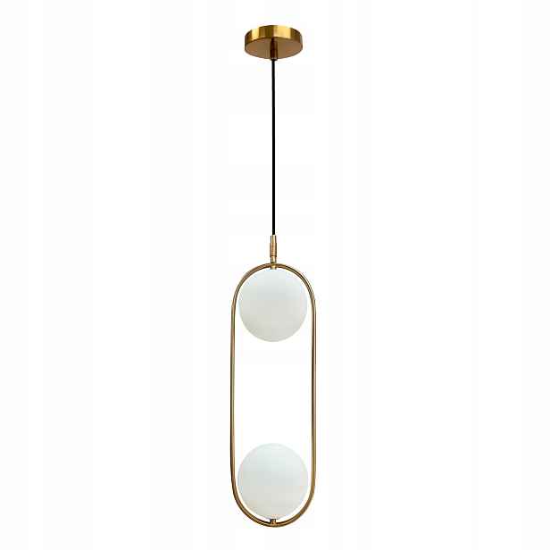 Cordel Závěsná lampa Zlatá Kartáčovaná 2x28W G9 Stínidlo Bílá Kulatý Koule
