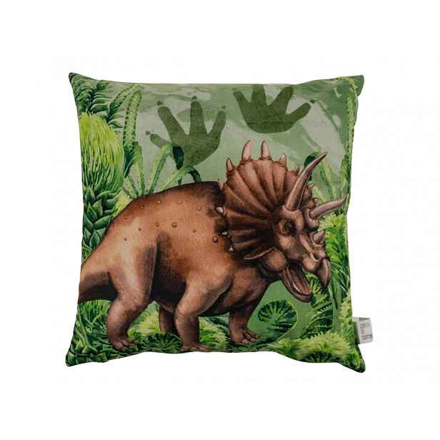 Dekorační polštářek TRICERATOPS 40x40 cm, zelený