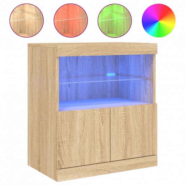 vidaXL Příborník s LED osvětlením dub sonoma 60 x 37 x 67 cm