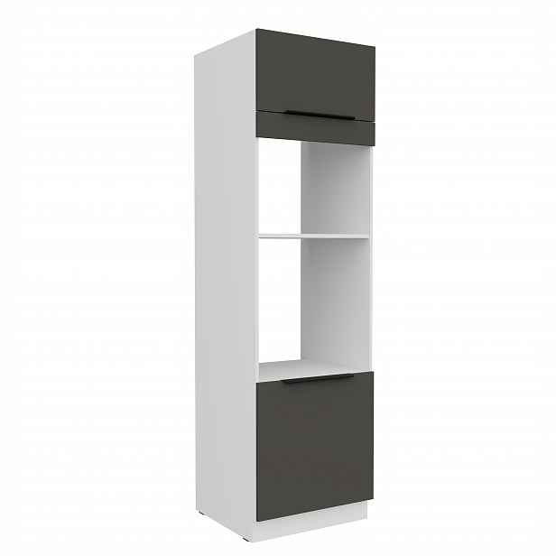 Vysoká skříňka pro vestavnou a mikrovlnou troubu Aria 60 DPM-210 2F Barva korpusu: Bílá, Barva dvířek: GR - Graphite AFM