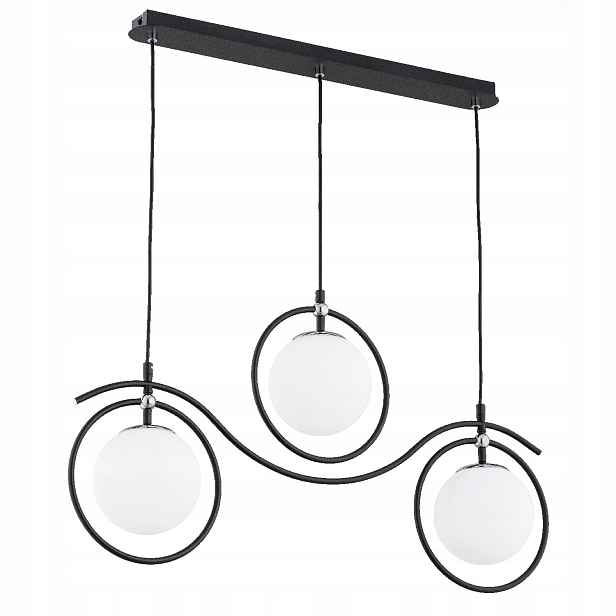 Závěsná lampa Kira Alfa Černá Bílá 3xE14 10W Kovové Sklo