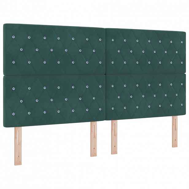 vidaXL LED hlavová deska s LED pásky s čelo Tmavě zelená 180 cm samet