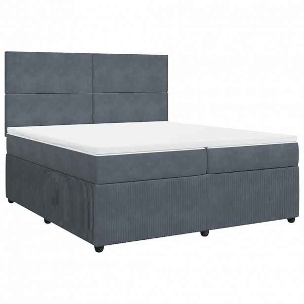 vidaXL Box spring postel s matrací tmavě šedá 200x200 cm samet