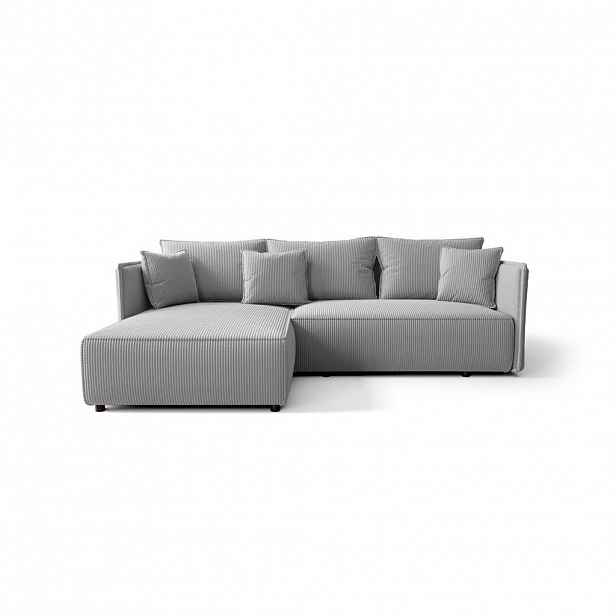 Cornero ROHOVÁ pohovka MILANO levá světle šedá manšestr Poso 110 - funkce spaní, úložný prostor