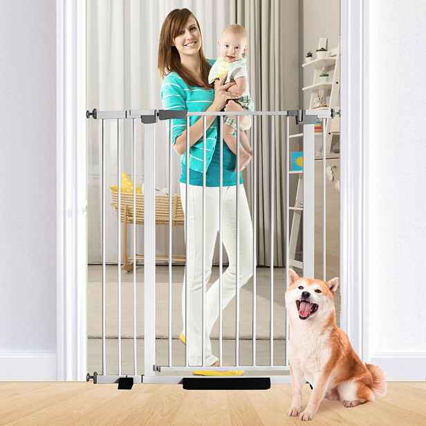 Dětská branka BabyGate ModelX bílá 76 cm-111 cm automatické zavírání