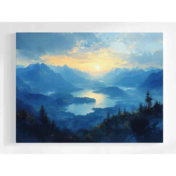 Plakát Krajina Hory Vrcholy Fiordy Jezero Slunce 100x75