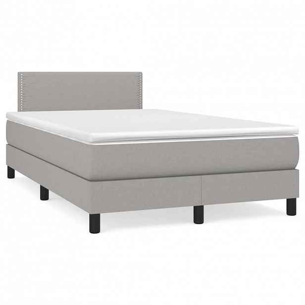 vidaXL Box spring postel s matrací světle šedá 120 x 200 cm textil