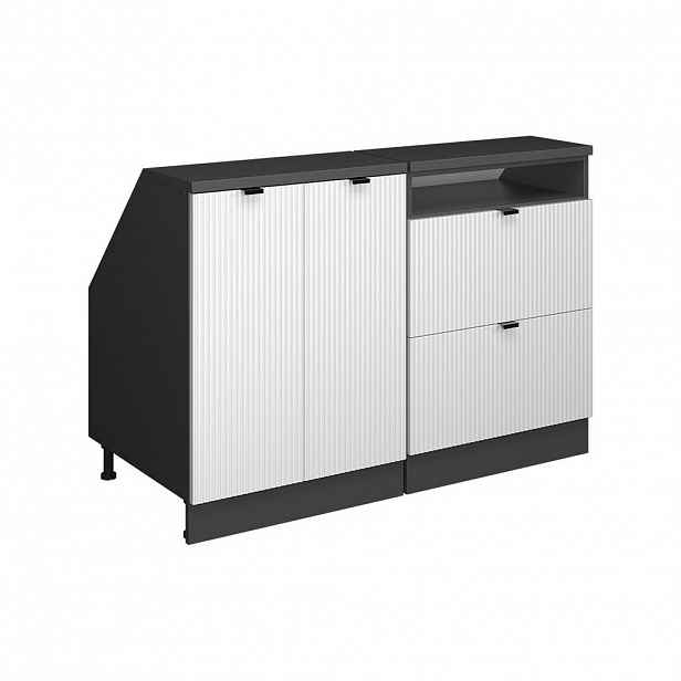 Vicco SADA SKŘÍNÍ PRO ŠIKMOU STŘECHU Rion Bílé zvlnění 120 cm Sada 2 korpusů skříně hloubka 60 cm