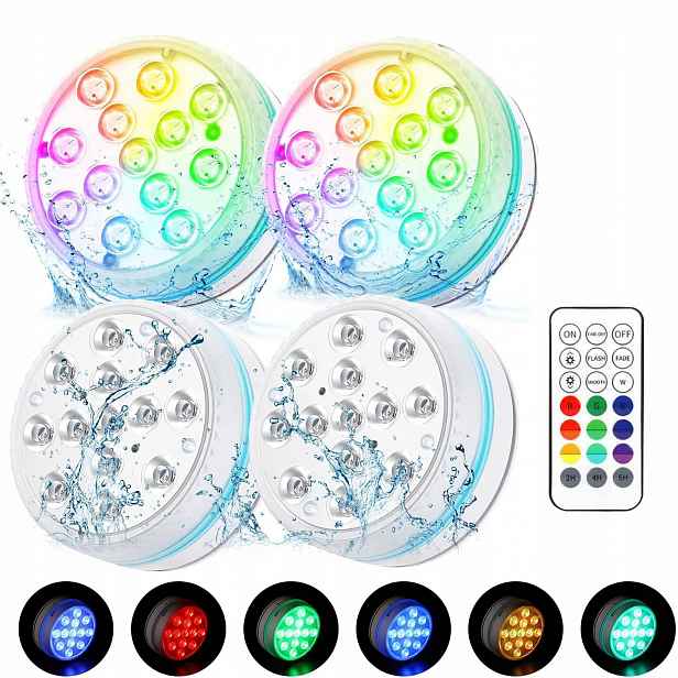 4 Ks Led Světel S Dálkovým Ovládáním, Podvodní Led Osvětlení