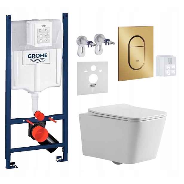 Grohe Rapid Sl s Wc mísou Imprese Bilovec a zlatým kartáčovaným tlačítkem