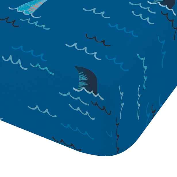Modré napínací dětské prostěradlo do postýlky 70x140 cm Jawsome Shark – Catherine Lansfield