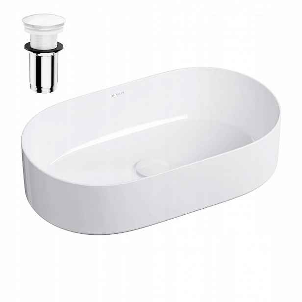Omnires Mesa umyvadlová deska 53 x 32 cm bílá MESA530BP zátka klik-klak