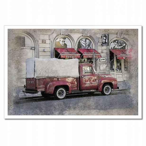 Plakáty v rámu 60x40 Červený PickUp z Usa