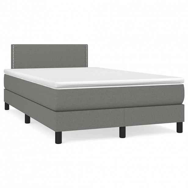 vidaXL Box spring postel s matrací tmavě šedá 120x200 cm textil
