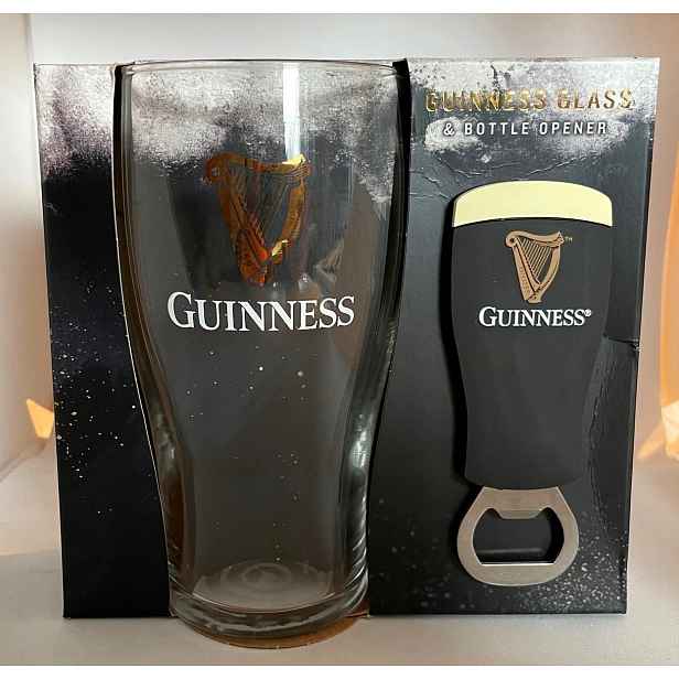 Guinness Draught sklenice pint Tulip Design otvírák Gift Box