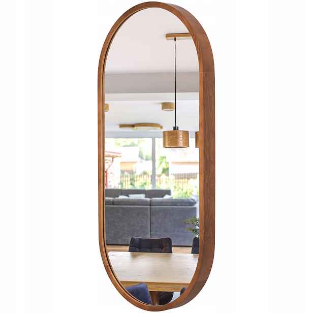 Leja oválné dřevěné nástěnné koupelnové Zrcadlo Rustikal 100x48 Stylish