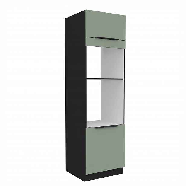 Vysoká skříňka pro vestavnou a mikrovlnou troubu Aria 60 DPM-210 2F Barva korpusu: Černá, Barva dvířek: SA - Aquamarine AFM