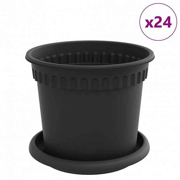 vidaXL Květináče 24 ks Černá Plast