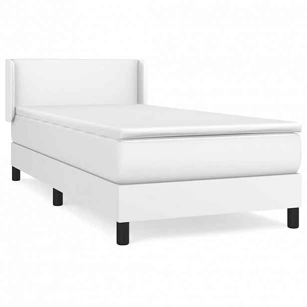 vidaXL Box spring postel s matrací bílá 90x190 cm umělá kůže