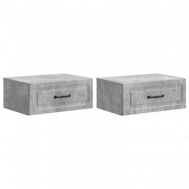 vidaXL Nástěnný noční stolek 2 ks Betonově šedá 49 x 34,5 x 20 cm