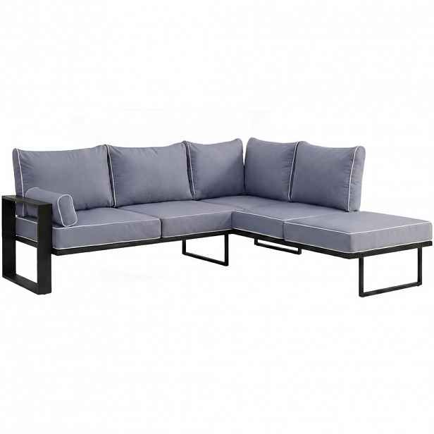 Beautysofa ROHOVÝ díl pohovky Verdino s kovovým rámem 215 cm, modrošedý
