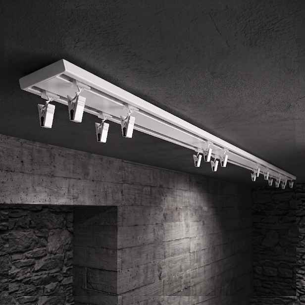 Hliníková oboustranná stropní kolejnice LUISA DUO bílá, různé rozměry, žabky s jezdcem Mybesthome Rozměr: 300 cm (150 cm + 150 cm)