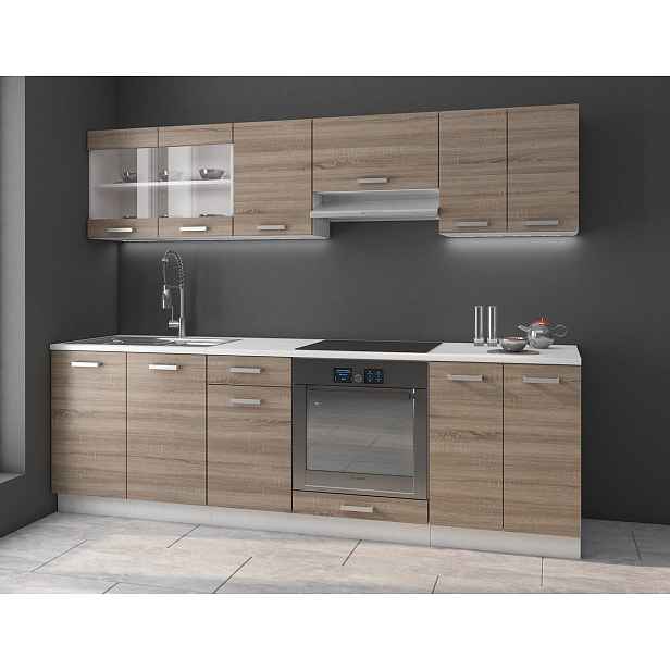Kuchyně 240/240 cm LIAN 1 - dub lanýž / bílá + LED a příborník ZDARMA
