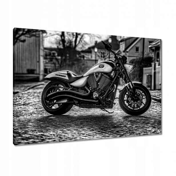 Obrazy 100x70 Černobílé foto motorka