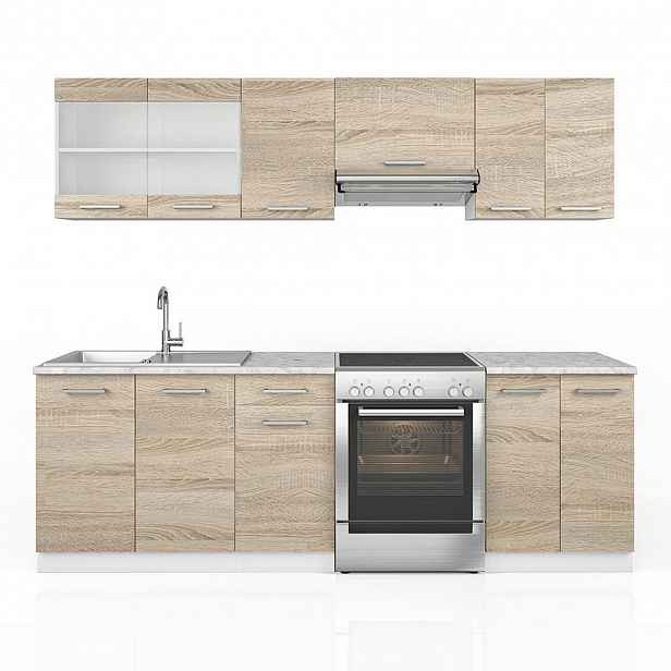 Vicco KUCHYŇSKÁ LINKA R-Line, Sonoma/Bílá, 240 cm S pracovní deskou