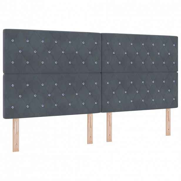 vidaXL LED hlavová deska s LED pásky s čelo Tmavě šedá 200 cm samet