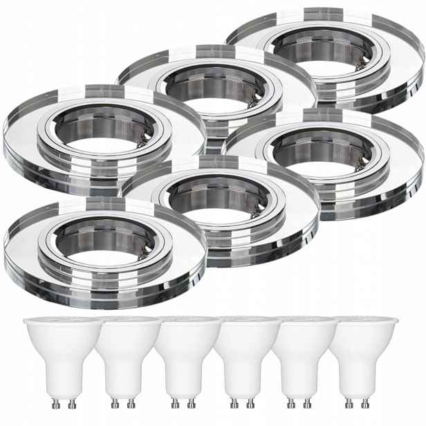 6 x Pevná Skleněná Stropní Lampa Halogenové Svítidlo Led Žárovky 1.5W