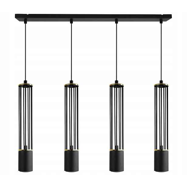 Led Stropní Lampa Závěsná Tuba Lišta Lustr Loft Černo-zlatá Elegantní