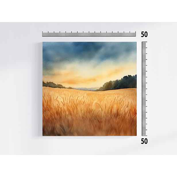 Obraz Na Plátně Canvas Krajina Vesnice Pole Obilí Klasy Žně 50x50