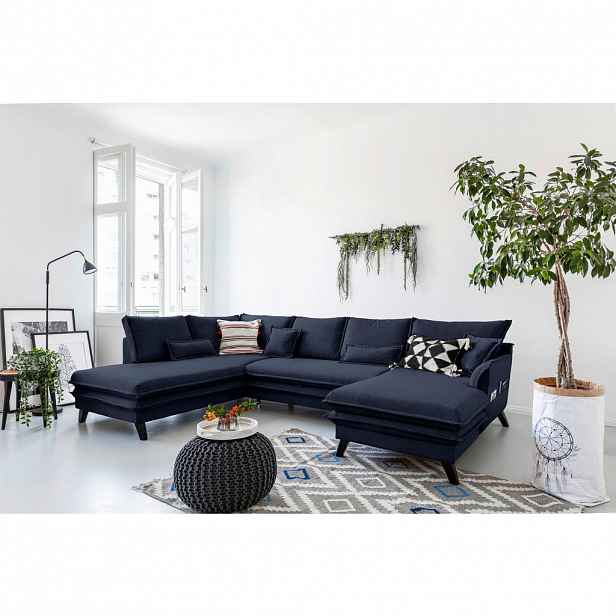 P & B SEDACÍ SOUPRAVA, textil, tmavě modrá