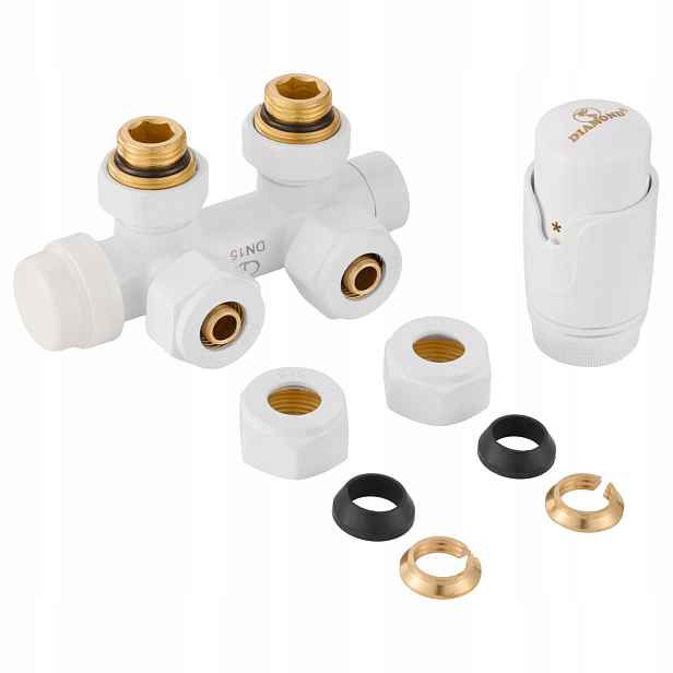 Termostatická Sada Úhlová Kombinovaná 1/2" Duoplex Na Pex 16 mm Bílá